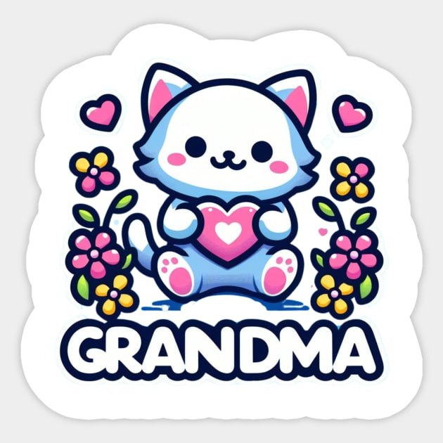 Grandma Shirt with Cat Sticker by Shawn's Domain